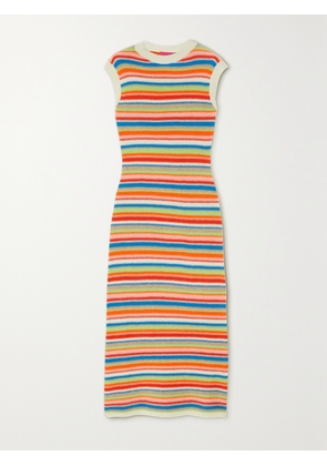 The Elder Statesman - Vista Striped Cashmere Maxi Dress - Orange - x small,small,medium,large
