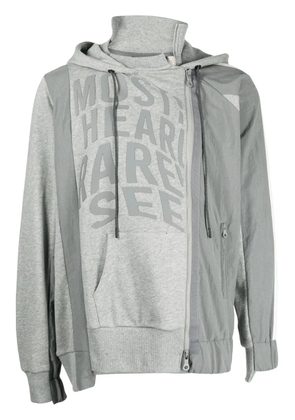 Mostly Heard Rarely Seen logo-print asymmetric hoodie - Grey
