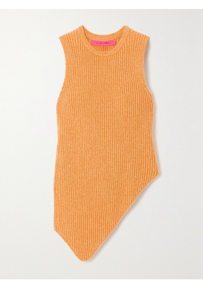 The Elder Statesman - Asymmetric Ribbed Organic Cotton And Cashmere-blend Tank - Orange - x small,small,medium,large