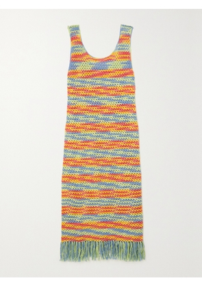 The Elder Statesman - Bridle Fringed Crocheted Cotton Midi Dress - Multi - XS/S,M/L