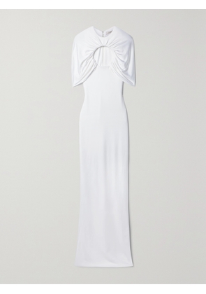 ET OCHS - Cape-effect Cutout Ruched Stretch-jersey Gown - White - US0,US2,US4,US6,US8,US10,US12