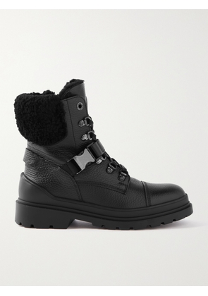 BOGNER - St. Moritz Buckled Shearling-lined Textured-leather Ankle Boots - Black - IT35,IT35.5,IT36,IT36.5,IT37,IT37.5,IT38,IT38.5,IT39,IT39.5,IT40,IT40.5,IT41,IT41.5,IT42