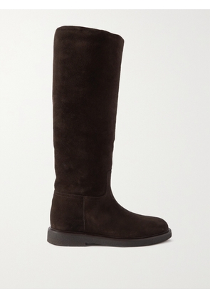 LEGRES - Shearling-lined Suede Knee Boots - Brown - IT35,IT36,IT37,IT38,IT39,IT40,IT41,IT42