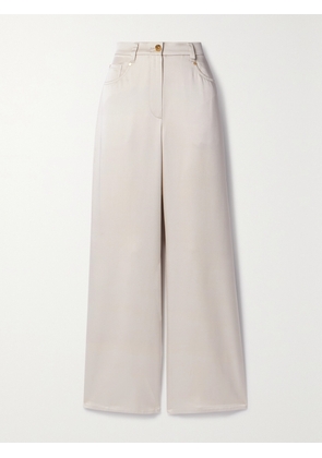 Brunello Cucinelli - Duchesse-satin Wide-leg Pants - Off-white - IT36,IT38,IT40,IT42,IT44,IT46,IT48,IT50