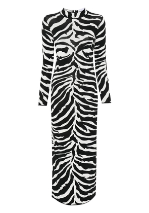 Ana Radu zebra-patterned long dress - Black