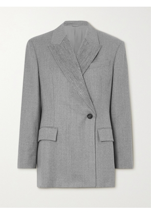 Brunello Cucinelli - Ribbed Wool And Wool-flannel Blazer - Gray - IT36,IT38,IT40,IT42,IT44,IT46,IT48