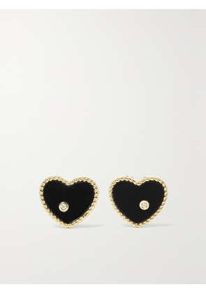 Yvonne Léon - Baby Heart 9-karat Gold, Onyx And Diamond Earrings - Black - One size