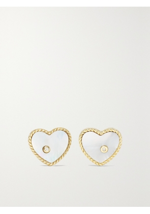 Yvonne Léon - 9-karat Gold, Mother-of-pearl And Diamond Earrings - White - One size