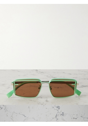 Fendi Eyewear - Fendi First Square-frame Silver-tone And Enamel Sunglasses - Green - One size