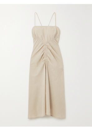 Proenza Schouler White Label - Gingham Ruched Woven Midi Dress - Neutrals - US0,US2,US4,US6,US8,US10,US12