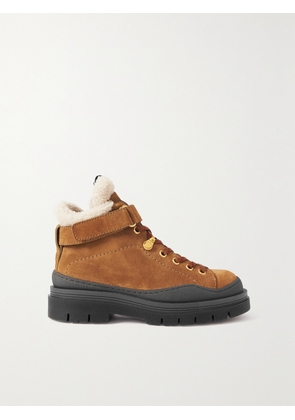 SEE BY CHLOÉ - Jolya Shearling-lined Suede Hiking Boots - Brown - IT35,IT36,IT37,IT38,IT39,IT40,IT41