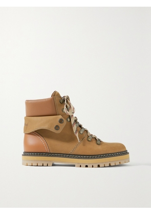 SEE BY CHLOÉ - Eileen Leather-trimmed Nubuck Ankle Boots - Neutrals - IT35,IT36,IT37,IT38,IT39,IT40,IT41,IT42