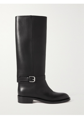 Burberry - Buckled Leather Knee Boots - Black - IT35,IT36,IT36.5,IT37,IT37.5,IT38,IT38.5,IT39,IT39.5,IT40,IT41