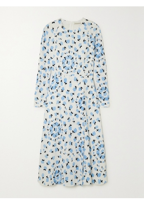 Emilia Wickstead - Tazmin Floral-print Textured Stretch-cotton Midi Dress - Blue - UK 6,UK 8,UK 10,UK 12,UK 14,UK 16,UK 18