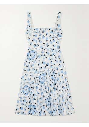Emilia Wickstead - Dena Floral-print Textured Stretch-cotton Midi Dress - Blue - UK 6,UK 8,UK 10,UK 12,UK 14,UK 16,UK 18