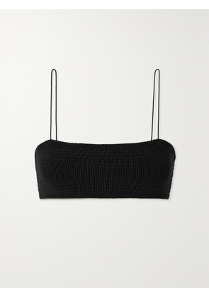 TOTEME - Shirred Bikini Top - Black - xx small,x small,small,medium,large,x large