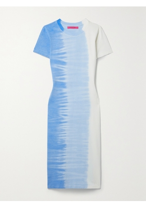 The Elder Statesman - Tie-dyed Cotton And Cashmere-blend Piqué Midi Dress - Blue - x small,small,medium,large