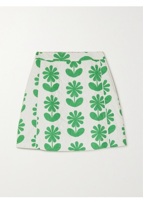 SINDISO KHUMALO - Zaza Quilted Floral-print Cotton Mini Skirt - Green - UK 6,UK 8,UK 10,UK 12