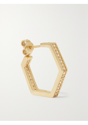 KOLOURS JEWELRY - Hexagon Large 18-karat Gold Diamond Single Hoop Earring - One size