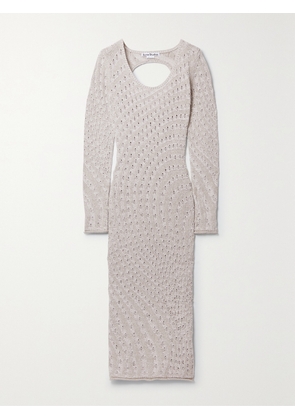 Acne Studios - Open-back Crocheted Stretch Cotton-blend Midi Dress - Gray - xx small,x small,small,medium,large