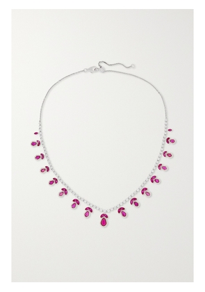 Kamyen - 18-karat White Gold, Enamel, Ruby And Diamond Choker - Pink - One size