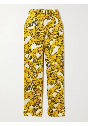 AZ FACTORY - Printed Recycled Satin-twill Wide-leg Pants - Yellow - FR 34,FR 36,FR 38,FR 40,FR 42,FR 44