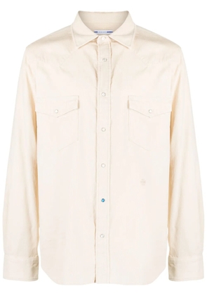 Jacob Cohën logo-embroidery corduroy cotton shirt - Neutrals