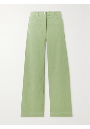 REMAIN BIRGER CHRISTENSEN - Lymma Striped Stretch Organic Cotton Straight-leg Pants - Green - 24,25,26,27,28,29,32,34