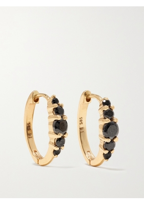 Ileana Makri - Rivulet Medium 18-karat Gold Diamond Hoop Earrings - Black - One size