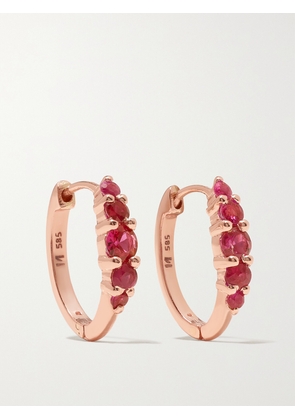 Ileana Makri - Rivulet Medium 18-karat Rose Gold Ruby Hoop Earrings - Red - One size