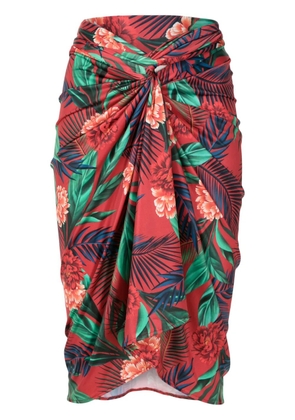 Lygia & Nanny Orixá botanical-print wrap skirt - Red