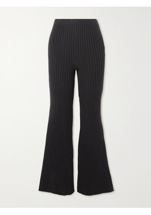 The Row - Bija Ribbed Cashmere Flared Pants - Blue - x small,small,medium,large,x large