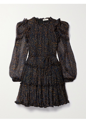 Ulla Johnson - Gaelle Ruffled Printed Metallic Silk-chiffon Mini Dress - Multi - US00,US0,US2,US4,US6,US8,US10,US12,US16