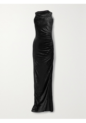 Rick Owens - Svita Asymmetric Ruched Velvet Maxi Dress - Black - IT38,IT40,IT42,IT44,IT46,IT48