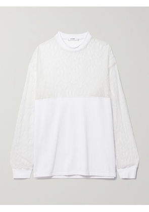 INTERIOR - The Bobbi Cotton-jersey And Lace Top - White - x small,small,medium,large,x large