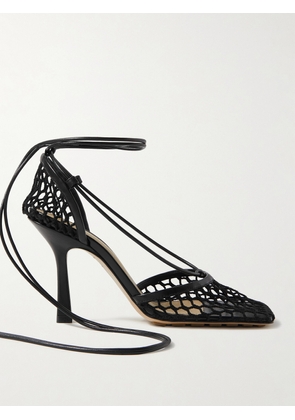 Bottega Veneta - Lace-up Leather-trimmed Mesh Pumps - Black - IT34.5,IT35,IT35.5,IT36,IT36.5,IT37,IT37.5,IT38,IT38.5,IT39,IT39.5,IT40,IT40.5,IT41,IT41.5,IT42