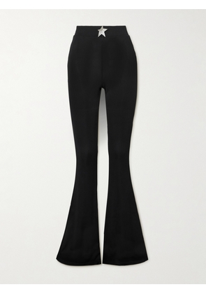 AREA - Embellished Ribbed-jersey Bootcut Pants - Black - x small,small,medium,large