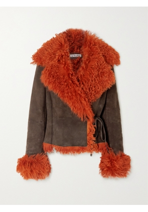 Acne Studios - Shearling-trimmed Suede Jacket - Orange - EU 32,EU 34,EU 36,EU 38,EU 40,EU 42