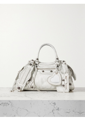 Balenciaga - Arena Studded Distressed Crinkled-leather Tote - White - One size