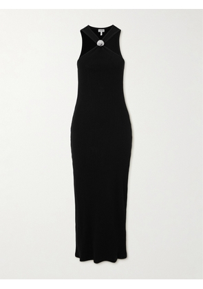 LOEWE - Embellished Ribbed Cotton-jersey Midi Dress - Black - x small,small,medium,large,x large