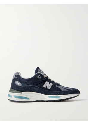 New Balance - 991v2 Reflective Faux Leather-trimmed Suede And Mesh Sneakers - Blue - US4,US4.5,US5,US5.5,US6,US6.5,US7,US7.5,US8,US8.5,US9,US9.5,US10,US10.5,US11