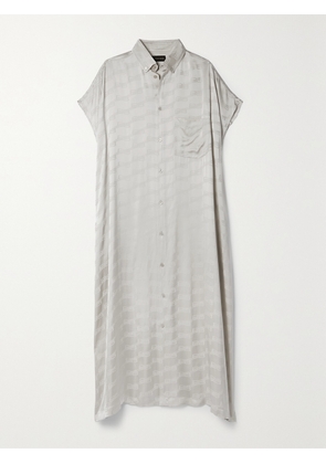 Balenciaga - Oversized Frayed Satin-jacquard Midi Shirt Dress - Gray - FR 34,FR 36,FR 38,FR 40,FR 42