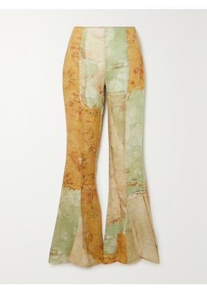 Acne Studios - Printed Linen Flared Pants - Green - EU 32,EU 34,EU 36,EU 38,EU 40,EU 42
