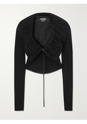 Jacquemus - Goccia Cropped Gathered Stretch-jersey Top - Black - FR 32,FR 34,FR 36,FR 38,FR 40,FR 42