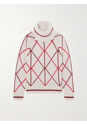 BOGNER - Solange Intarsia Cashmere Turtleneck Sweater - White - FR 34,FR 36,FR 38,FR 40,FR 42,FR 44