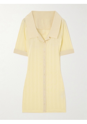 Jacquemus - Manta Poplin-trimmed Ribbed-knit Mini Dress - Yellow - FR 32,FR 34,FR 36,FR 38,FR 40,FR 42,FR 44