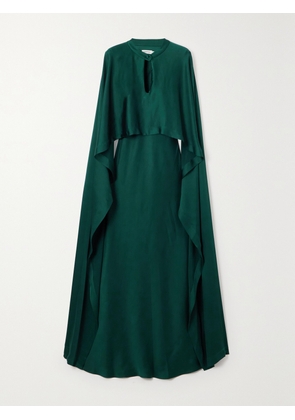 SIMKHAI - Amory Cape-effect Draped Satin Gown - Green - US0,US2,US4,US6,US8,US10,US12