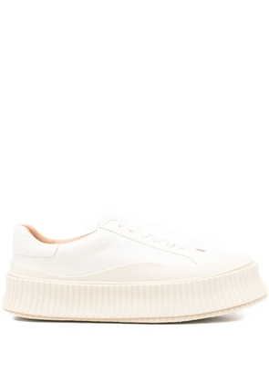 Jil Sander Pre-Owned leather flatform sneakers - Neutrals