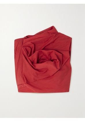 Acne Studios - Cropped Draped Cotton-blend Poplin Top - Red - EU 32,EU 34,EU 36,EU 38,EU 40,EU 42