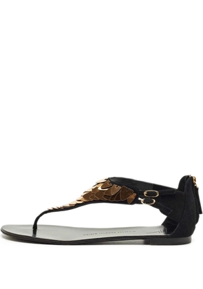 Giuseppe Zanotti Vintage thong suede crystal-embellished flat sandals - Black